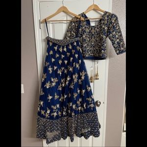 Royal blue heavy wedding or reception lengha